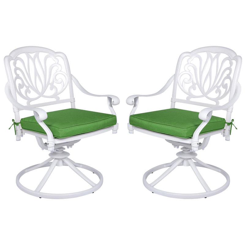 MEETWARM Outdoor Bistro Swivel Patio Furniture Cast Aluminum Dining Chairs with Cushions for